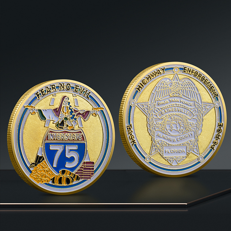 Supply foreign trade commemorative medal No. 75 color paint gold and silver commemorative medal metal crafts production badge