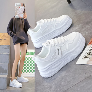 Internet Celebrity White Shoes for Women 2025 Spring & Fall New Versatile Thick-Soled Sneakers Casual Sports Student Shoes Hot Style 1023