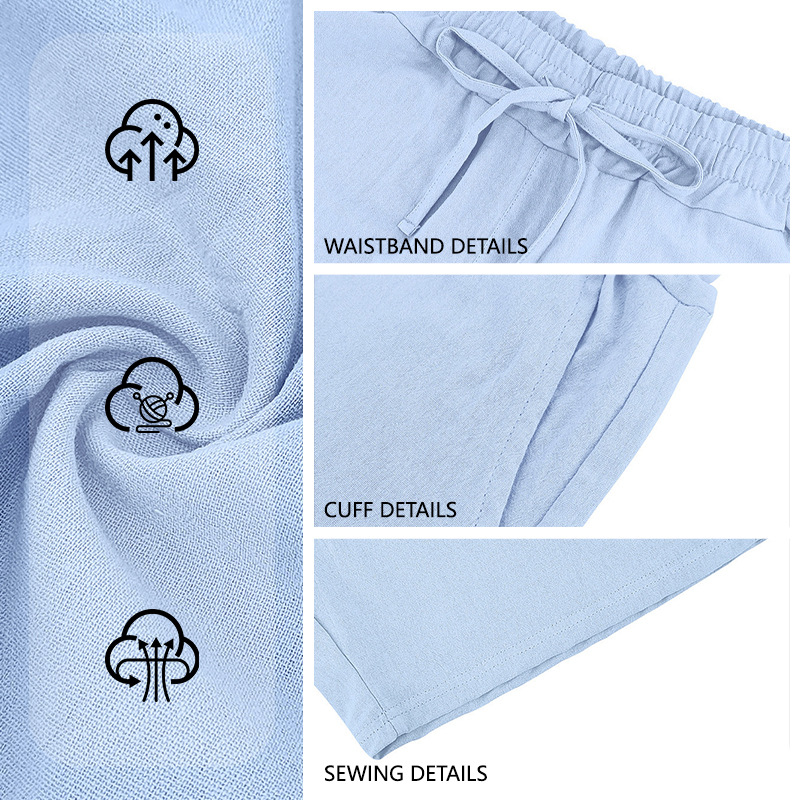 Nuevos pantalones cortos de lino de verano transfronterizos de Amazon delgados pantalones cortos de playa transpirables casuales sueltos para hombres