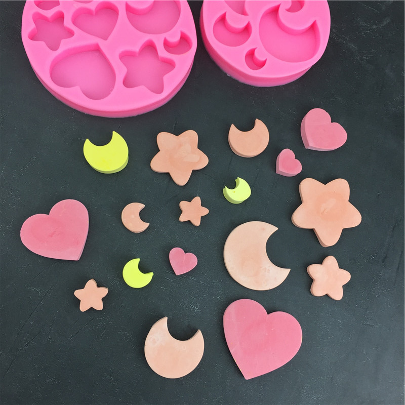 DIY Star Moon Love Выпечка Торт Сладкий шоколадный помадка Форма капли Гипс Декоративные Силиконовые Формы