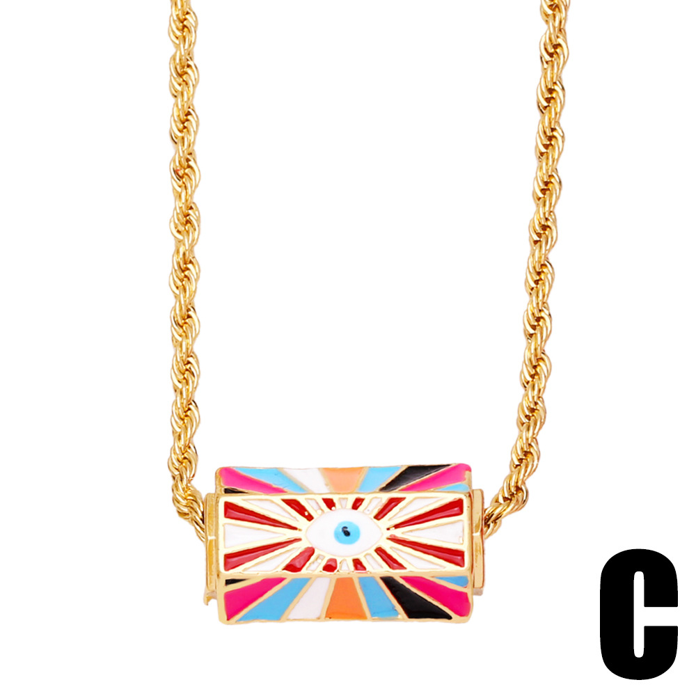 2022 new devilu0027s eye copper gold-plated dripping oil necklace