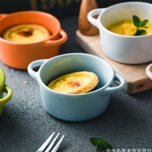 蒸蛋羹碗陶瓷帶蓋小碗雙耳寶寶架輔食家用蒸雞蛋羹小碗一件代發