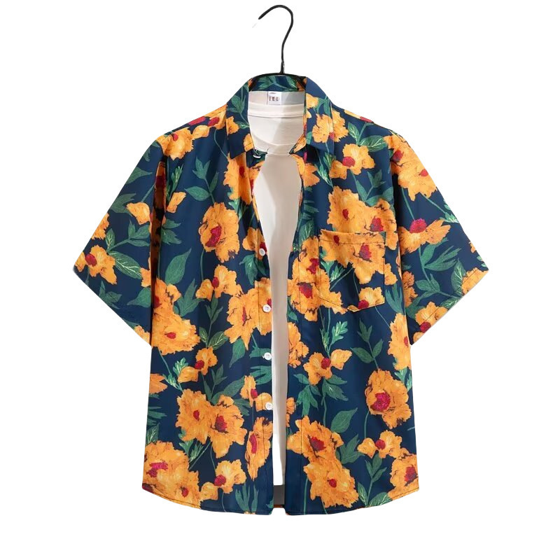Hawaii Seaside Songkran Festival Floral Full Print Shirt Short Sleeve Men's Beach Vacation Quarter Sleeve Men's and Women's Couple Wear Hawaii Seaside Songkran Festival Floral Full Print Shirt Short Sleeve Men's Beach Vacation Quarter Sleeve Men's and Women's Couple Wear