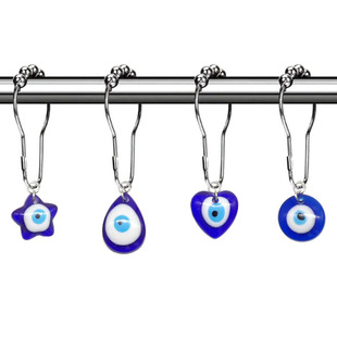 Cross-border Turkey Blue Eye Shower Curtain Ring Hook Devil's Eye Bathroom Decorative Shower Curtain Anti-rust Shower Curtain Hook Wholesale