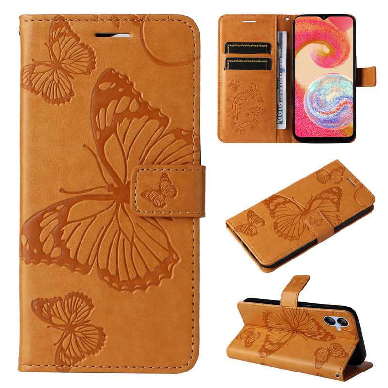 3D Butterfly Embossed Leather Case Suitable for Samsung S26Ultra Card-Insert Flip Wallet A7 2018 Mobile Phone Protective Case