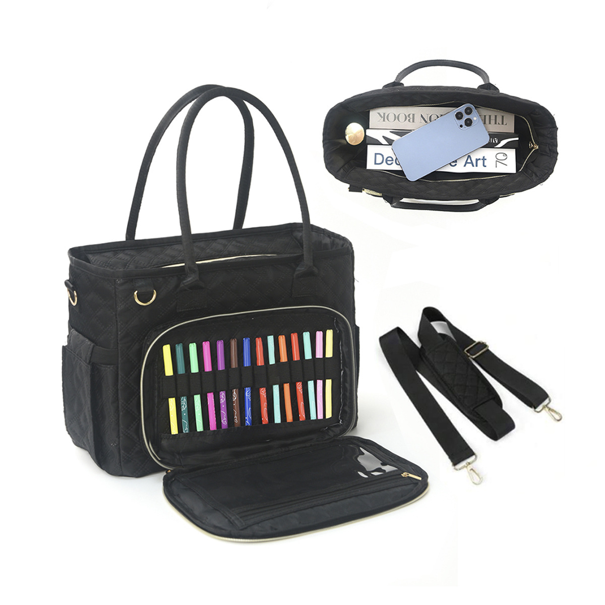 现货亚马逊大容量托特包可调节肩带便携式单肩包高颜值书本收纳包