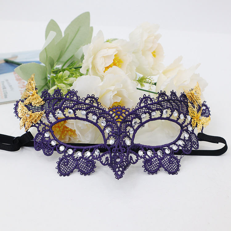 Halloween máscaras fiesta de encaje máscaras de estilo pequeño pavón incrustado mariposa metálica ojos sexy
