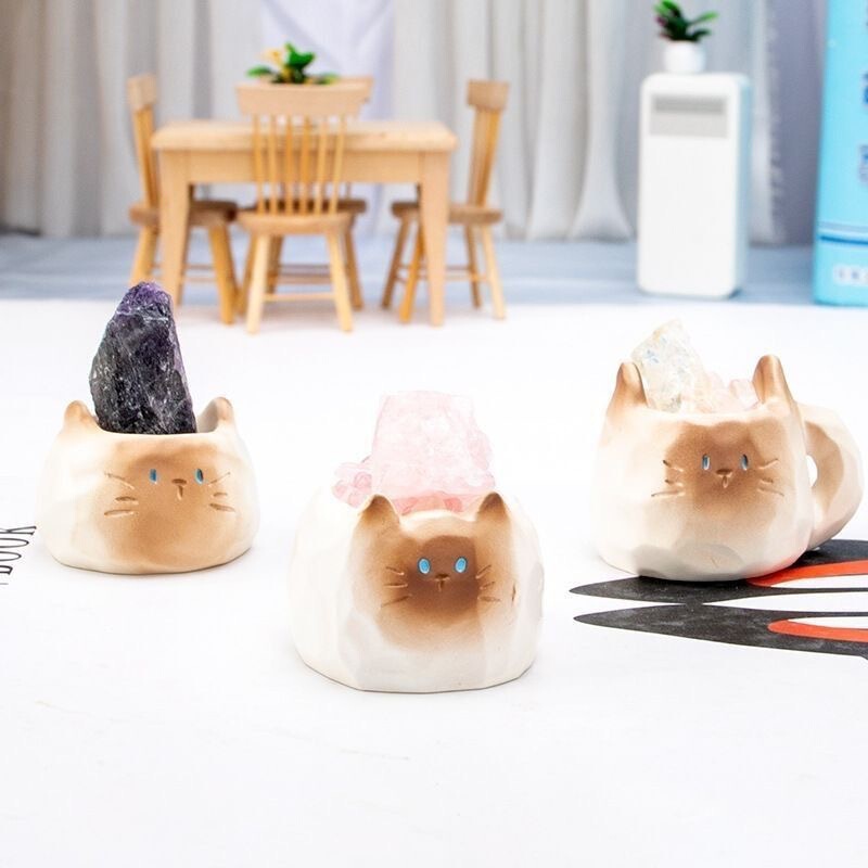 网红同款可猫猫PAI水晶盲盒潮玩树脂工艺品带扩香石寓意摆件直销|undefined