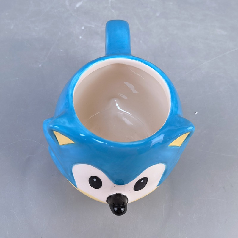 Cerámica Taza de animales Cabeza de animales Taza de café Sonic 3D Anime Hedgehog Taza de agua Regalo