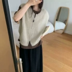 极简风高级感双拉链针织马甲女秋季韩系百搭休闲叠穿背心无袖上衣