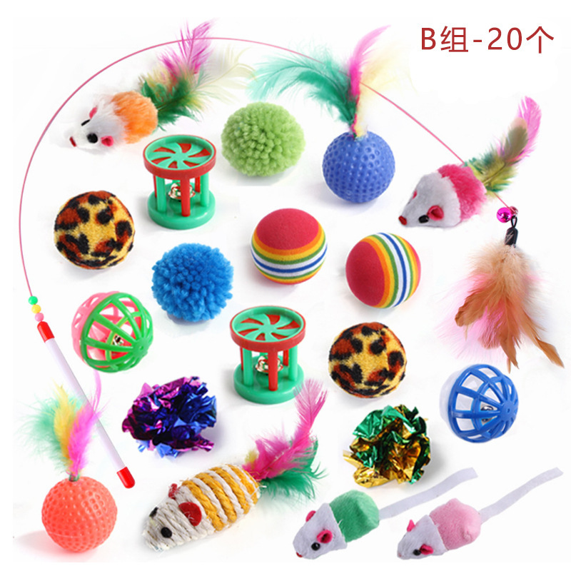 Wholesale cat toy combination set cat Channel funny cat stick mouse and ball toy combination pet supplies Wholesale cat toy combination set cat Channel funny cat stick mouse and ball toy combination pet supplies