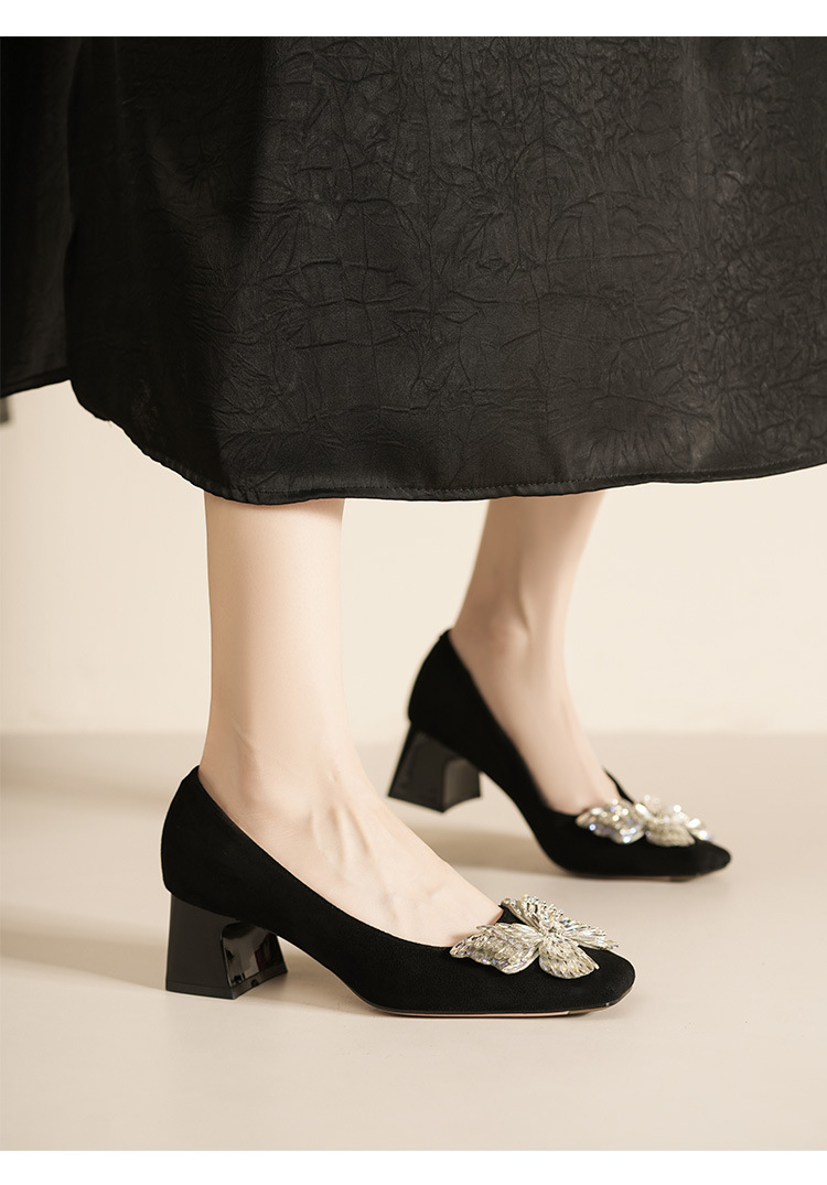 5688C-179 Sud Wdding Shos For Womn, Chunky Hl, Two-Way War, Squar To, Bowknot, Mid-Hl, Comfortabl,_voghion.com