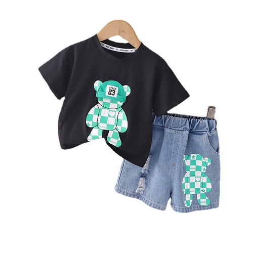 Short-sleeved shorts suit 2024 children's summer new style handsome thin summer two-piece set for boys and girls