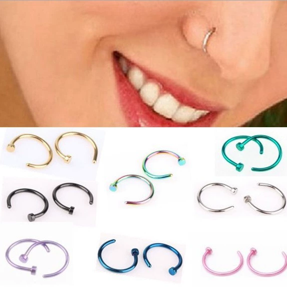 Европейская и американская мода из нержавеющей титановой стали C-образное кольцо для носа, шпилька для носа, оптовая продажа на складе, трансграничная вакуумная шпилька для губ C-образной формы, изогнутая шпилька для носа