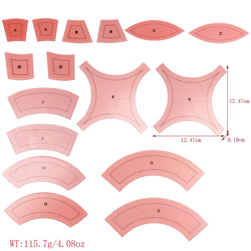 Diseño de prendas de vestir acrílico 90 ° regla de costura de tela de corte de tela doble regla de patrón de tela de corte