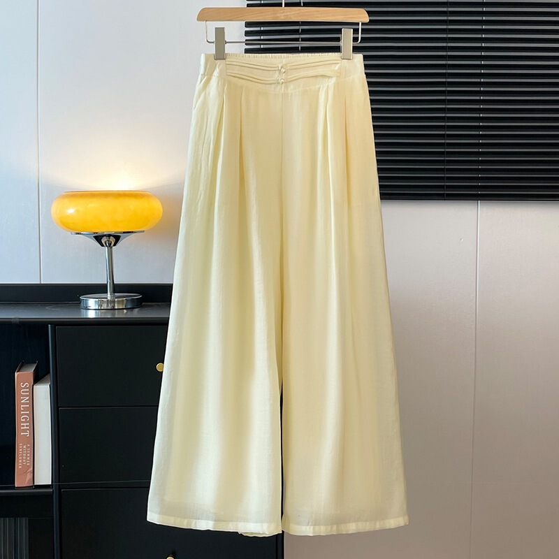 Real Shot of New Chinese Style Versatile Retro Tang Suit Hanfu Slimming Ethnic Style Straight Wide-Leg Casual Pants Long Pants