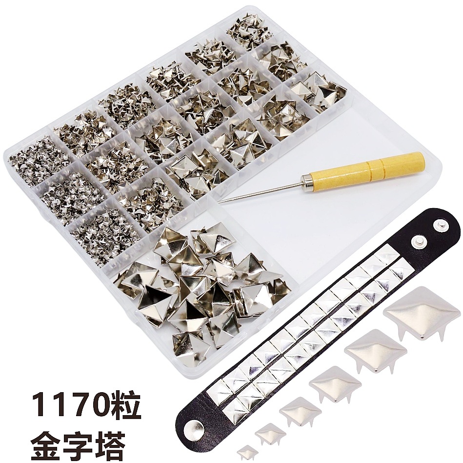 优质电镀DIY铆钉 圆头爪钉爪珠10MM方形金字塔四爪钉包鞋服衣配件