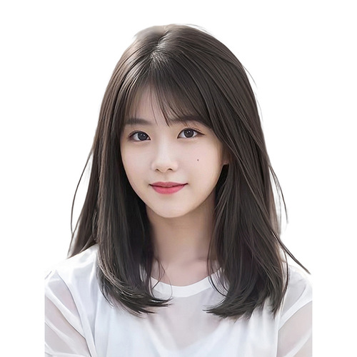 Wig for women with medium-long hair, natural artificial hair, clavicle hair, full headgear, clavicle hair, age reduction, whole wig headgear