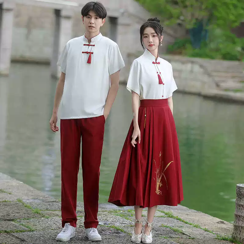 Одежда для выступления хора в стиле ретро, ​​красная длинная юбка, конкурс национального дня, конкурс на чтение поэзии, студенческий выпускной класс, униформа, костюм