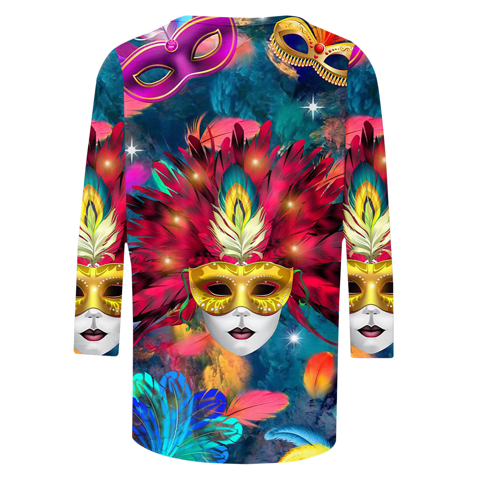 Nuova maschera a tema carnevalesco con stampa digitale trendy, girocollo, manica a 3/4_voghion.com