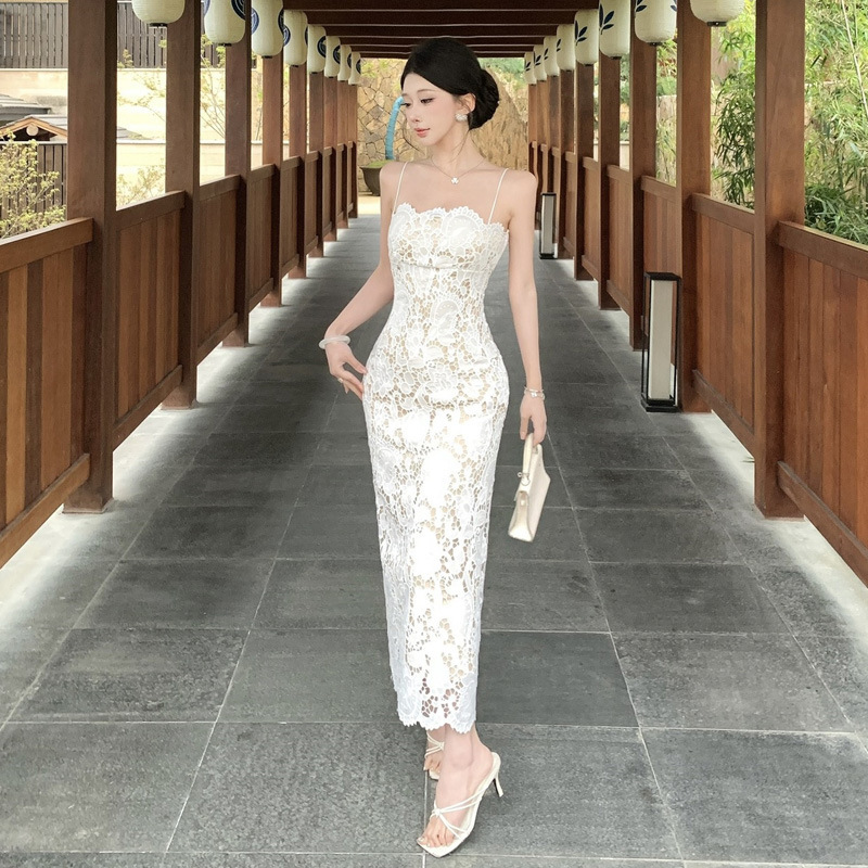 Southeast Asian Cross-Border Foreign Trade Women's Clothing, High-End Lace Evening Dress, Sexy Tight-Fitting Bodycon Dress for Socialites