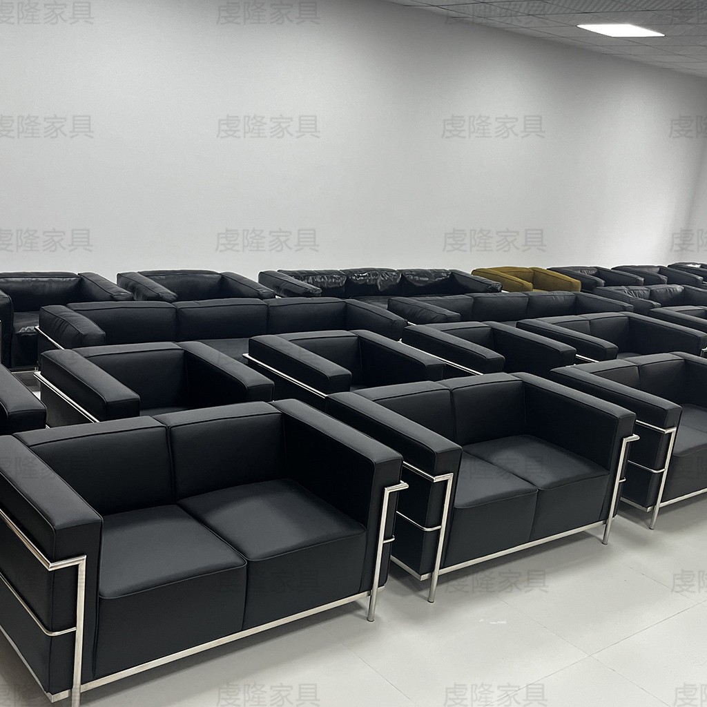 Sofá de cuero transfronterizo 4S tienda LC3 Corbusier sofá de oficina diseñador de muebles de cuero sofá de oficina