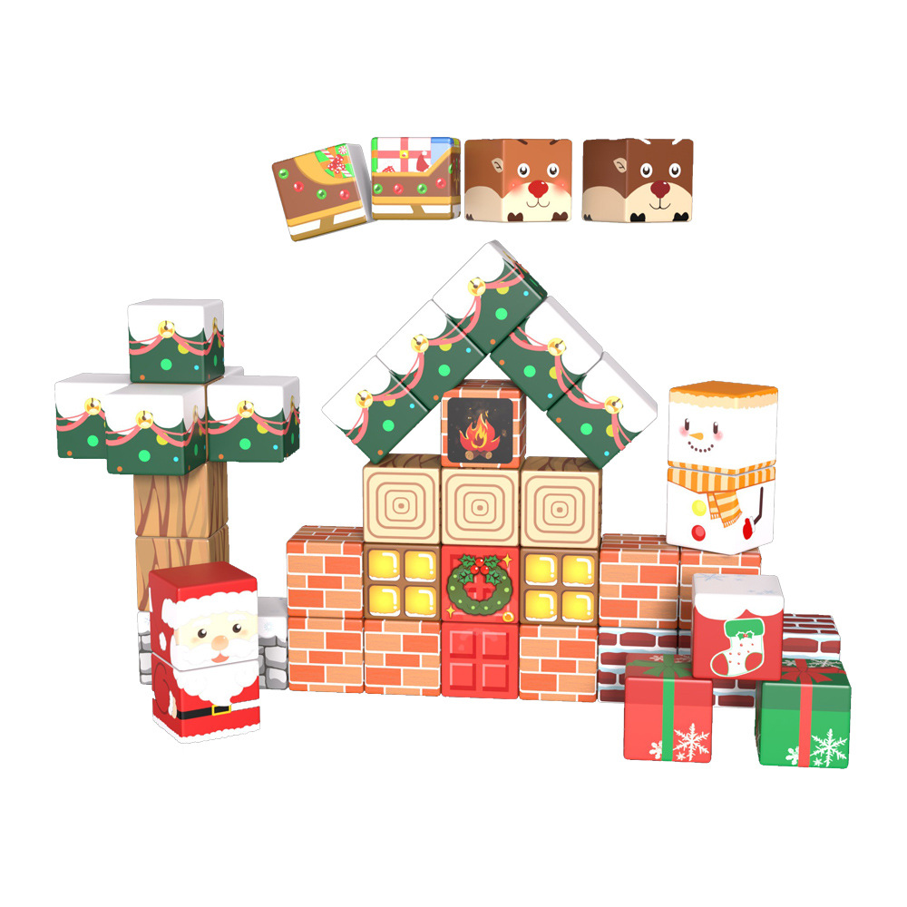 Nuevo estilo transfronterizo de My Magnetic World Bloques de construcción de hierro magnético cuadrado Película magnética para niños Juego de Navidad de imán magnético