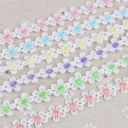 Colorful Small Flower Daisy Multicolored Lace Accessories Handmade Water Soluble Lace Decorations Yellow Red Blue Green 