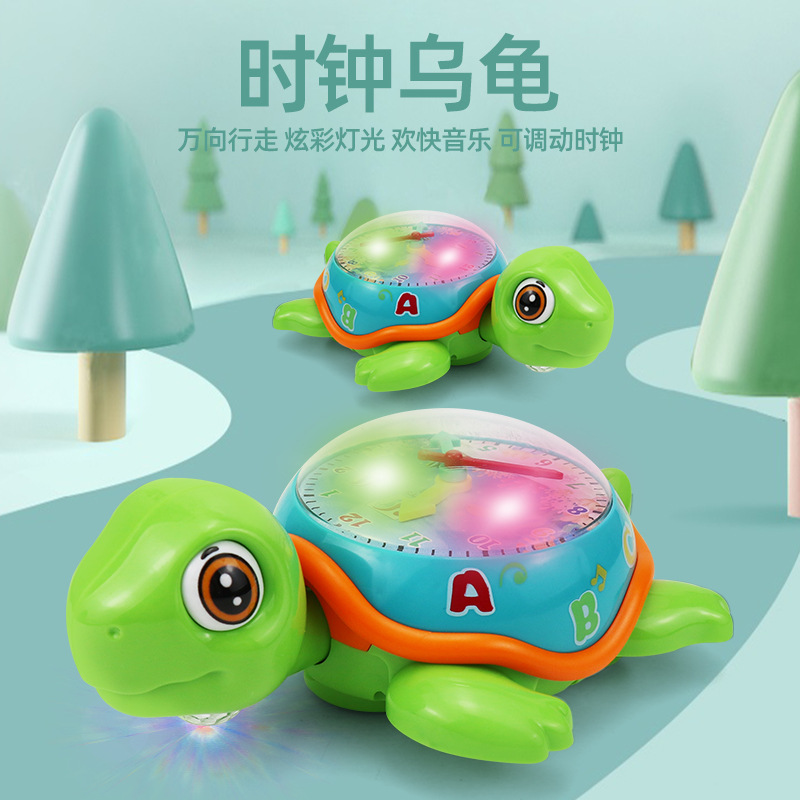 Música eléctrica transfronteriza para niños relojes de dibujos animados tortuga universal oscilación luz música juguetes para niños regalos al por mayor