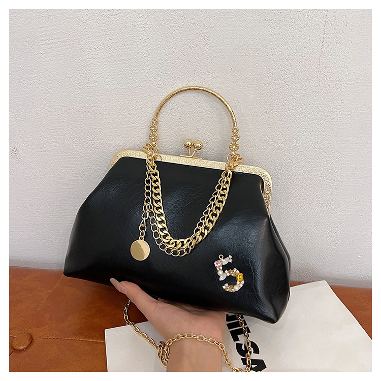 Women's 2023 New Gold Mouth Bag Trendy Fashion Chain One Shoulder Handbag Dinner Bag_voghion.com
