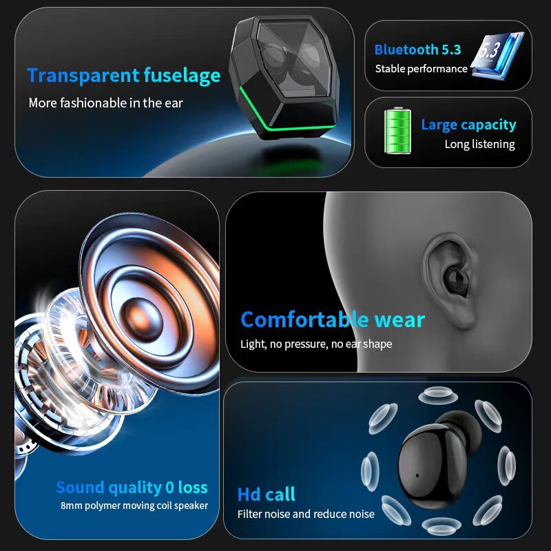 J30 Bluetooth Headset Cross-border Explosions Touch Digital Display Bluetooth 5.3 Wireless TWS Earbuds Sports New Headset