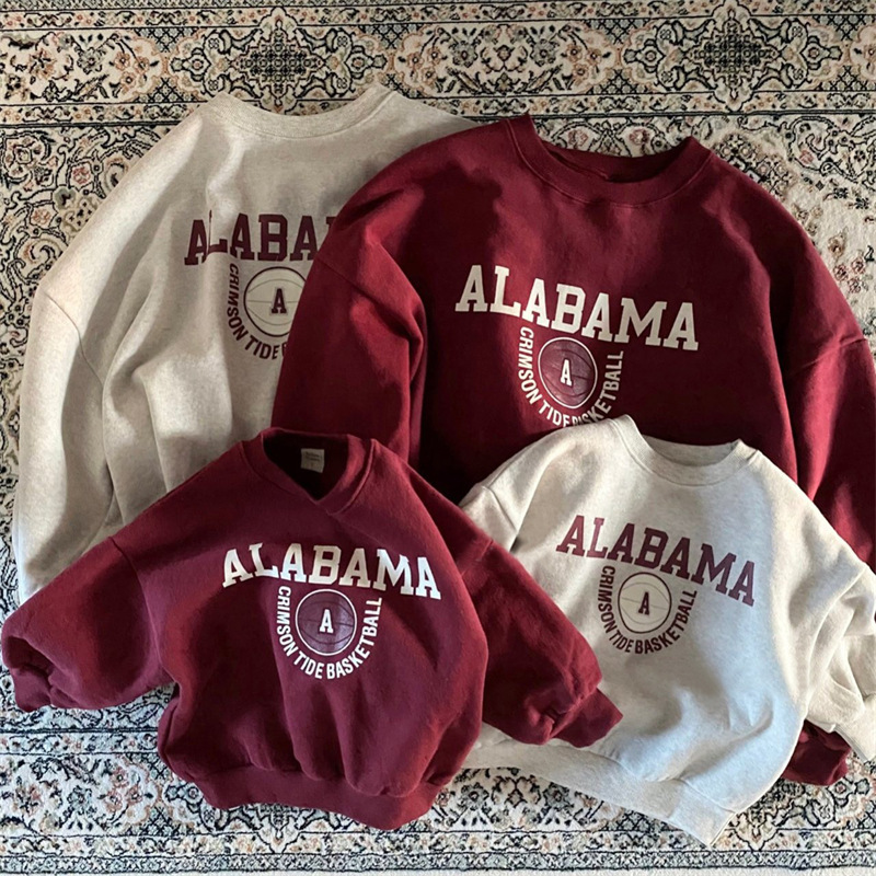 INS estilo coreano invierno nueva ropa de padres e hijos retro moda cómodo fleece letras padre-hijo manga larga Jersey suéter t