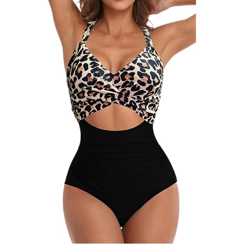 Traje de baño de una pieza de alta gama para mujer, bikini sexy de cintura alta, traje de baño transfronterizo, venta al por mayor, europeo y americano