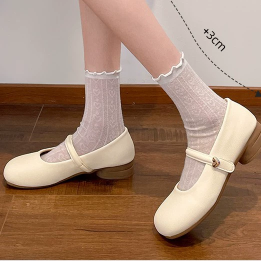 Женские туфли-мэри-джейн белого цвета, ретро-стиль, круглый носок, неглубокий вырез, универсальная юбка, толстый каблук, плоская подошва, новинка весна-осень 2025 года.