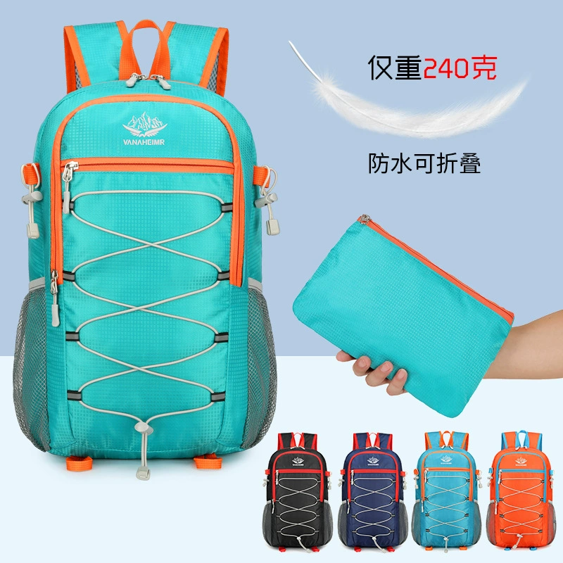 Ultra light handheld universal foldable capacious backpack for leisure for men and women
