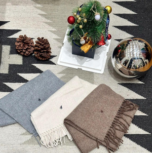 RL Ralph Pony Embroidered Tassel High-grade Scarf Imitation Cashmere Scarf Warm Cold-proof Scarf for Men and Women Winter