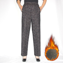 中老年新款女裤松紧带老年人花裤子冬季妈妈奶奶加绒加厚保暖长裤