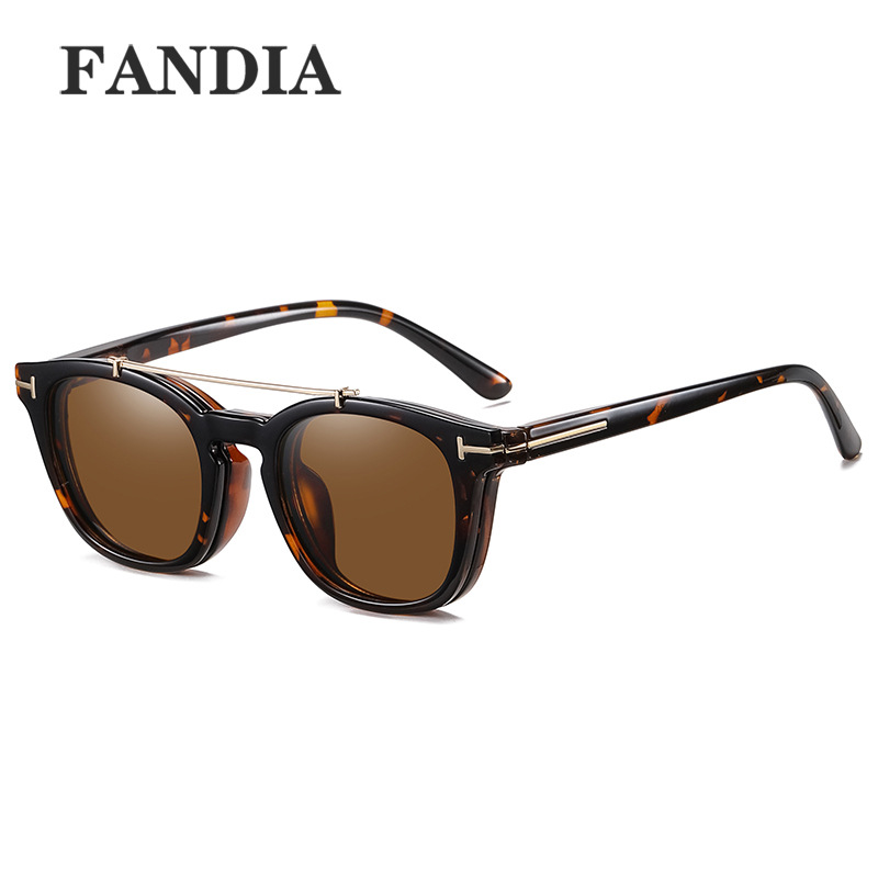 95308 nuevo conjunto de espejo magnético marco redondo marco pequeño anti-azul gafas de luz clip colgante espejo polarizado espejo fábrica en stock image 5