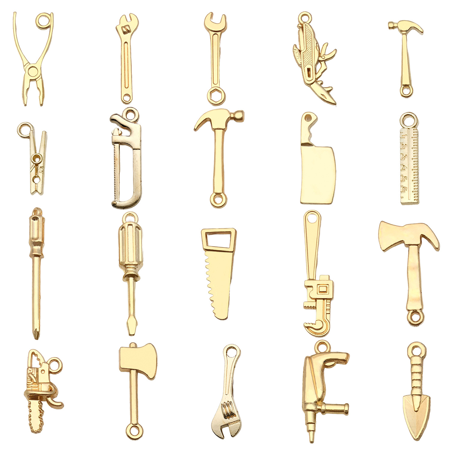 跨境kc金仿真刀尺寸工具系列合金吊坠diy项链手链钥匙扣饰品配件