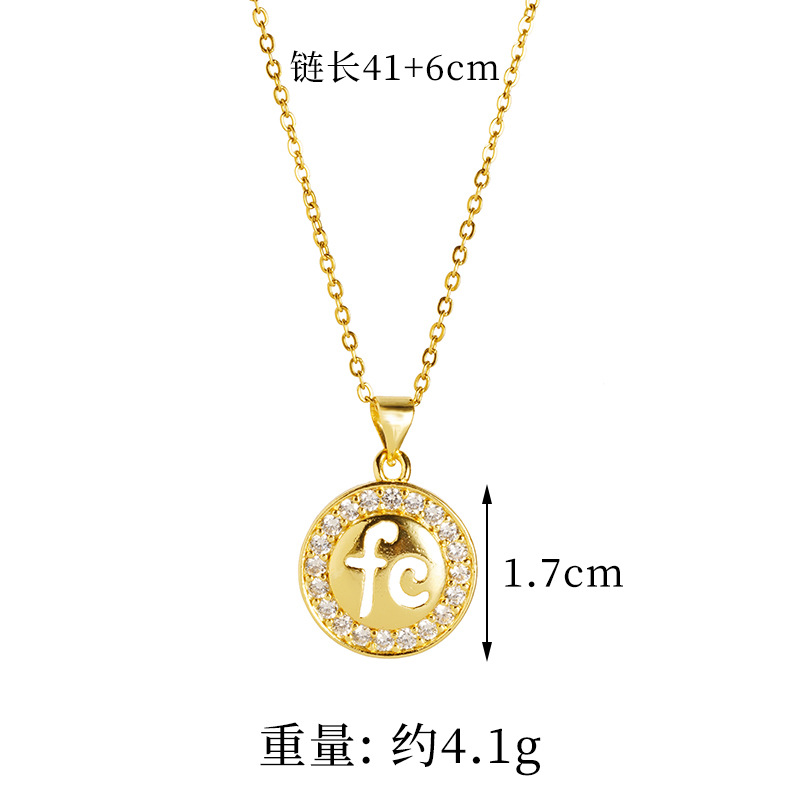 Nuevo estilo antiguo arena y oro estilo europeo y americano con incrustaciones de diamantes, collar de letras redondas, conjunto de pendientes, lujo ligero, joyería de alta gama de nicho