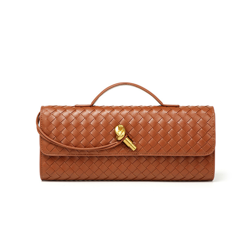 Woven Shoulder Baguette Bag Niche Luxury Horizontal Clutch Evening Bag Crossbody Versatile Fashion Elegant Bag - Thumbnail 8