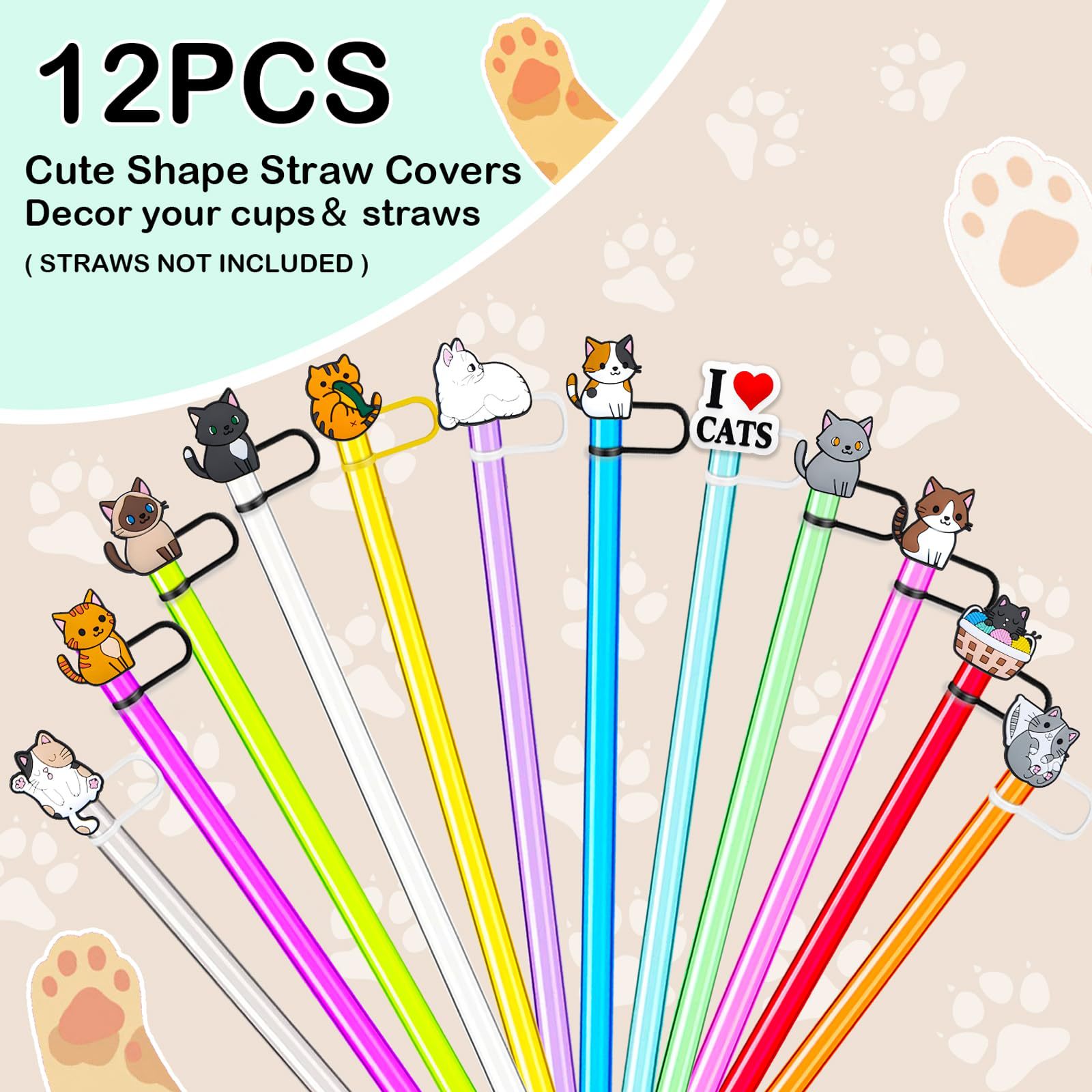 Cute, Style Style INS Style Cute Animal Fruit Tropical Silica Gel Straw Decorative Cap 1 Set