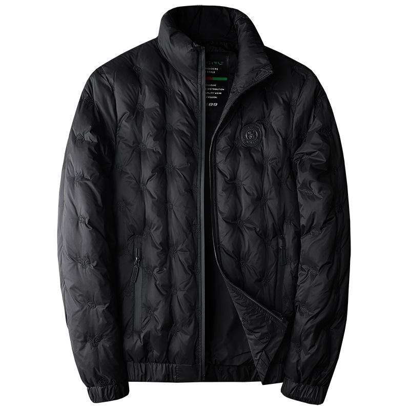 Men's Clothing fashion brand white duck Silk cotton jacket men 2023 winter new embroidery warm stand collar men's large size Silk cotton jacket_viptrois.com
