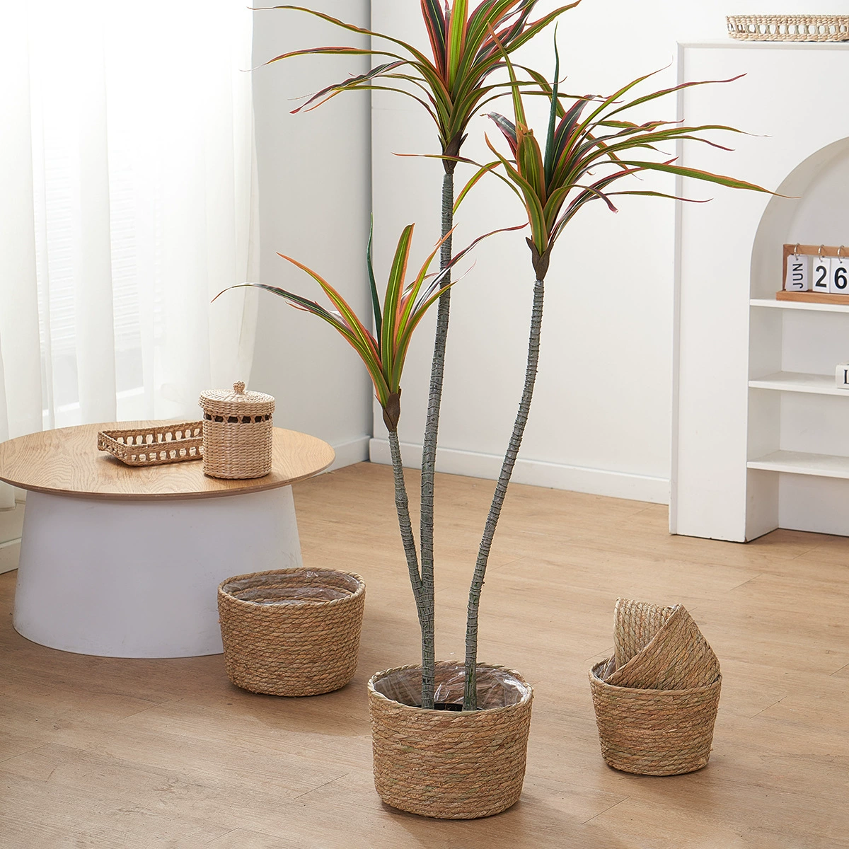 Ручная работа плетеная кукурузная кожуховая корзина цветочная