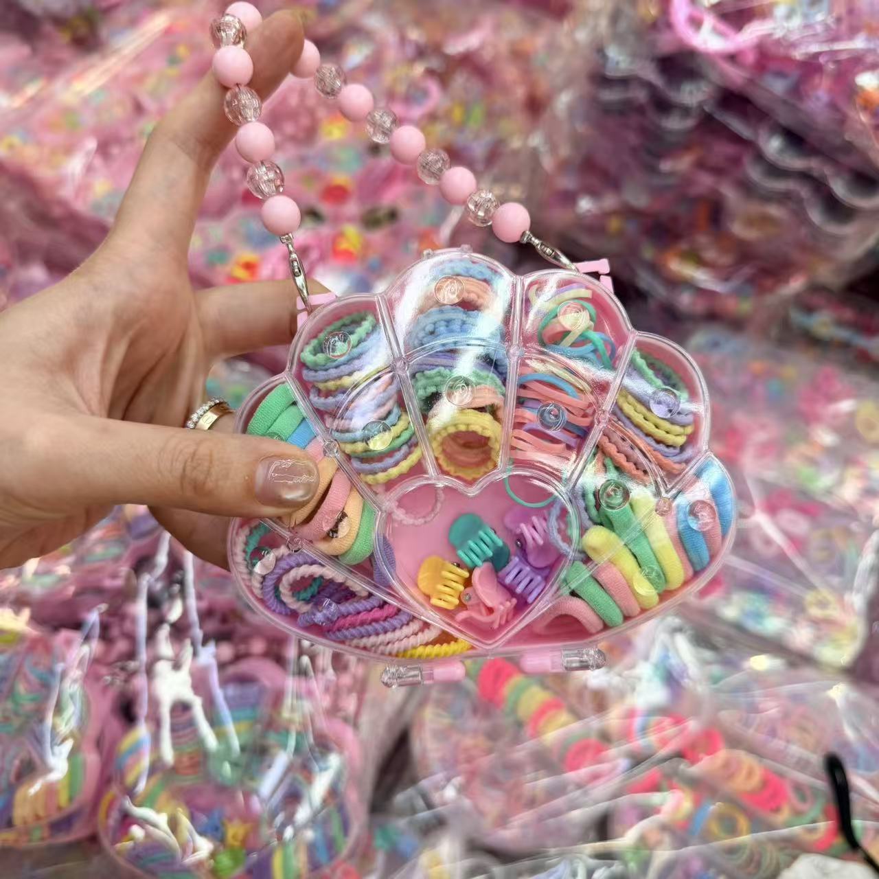 Mini cabeza de princesa en caja, clip de agarre pequeño, clip de flequillo, horquilla rota en la frente, banda elástica para niños, no daña el cabello, anillo del pulgar al por mayor image 71