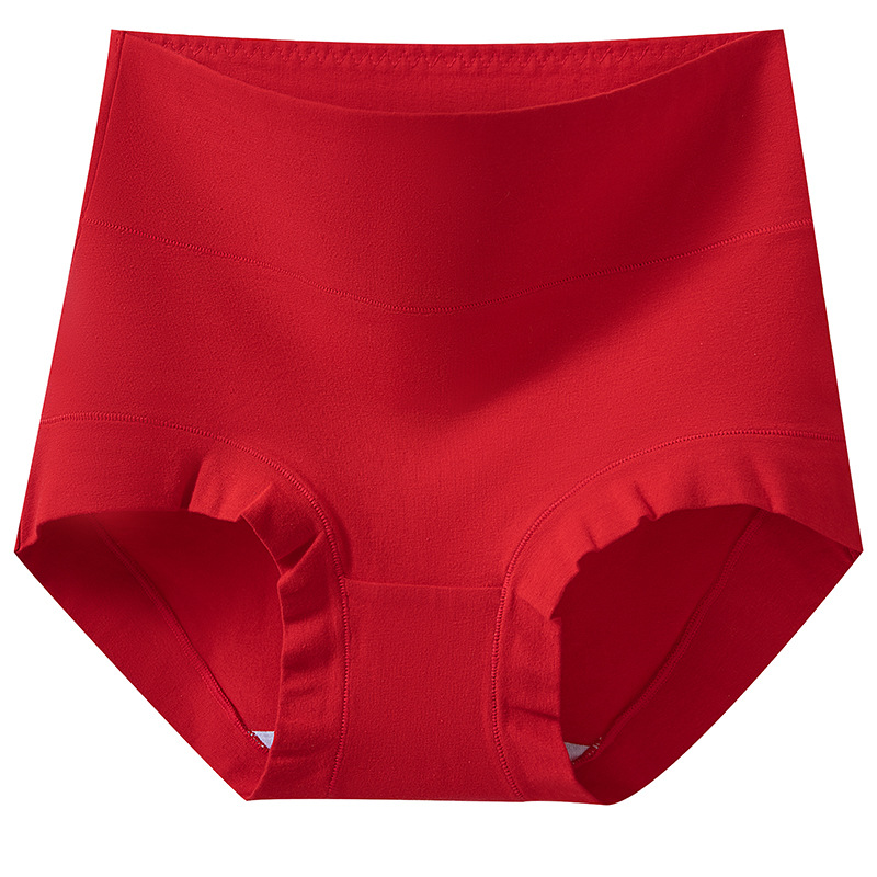 Bragas rojas grandes para mujer, cintura alta, algodón puro, año natal, 7A, algodón antibacteriano, cintura alta, abdomen, ropa interior suave agradable para la piel, mujer