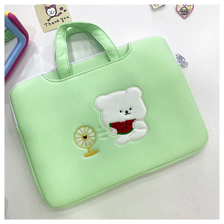 Bamtoree Designer Fan-Shaped Bear iPad Tablet Bag Shockproof Cotton Portable Notebook Case