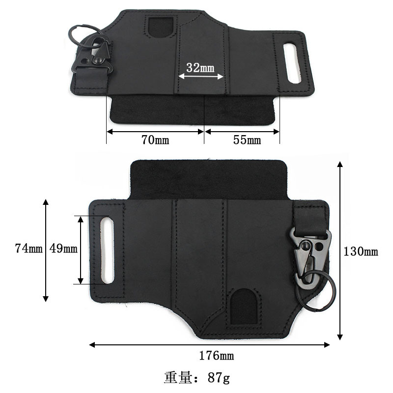 En stock EDC herramienta táctica al aire libre caso de cuero linterna plegable cuchillo Funda de cuero equipo de supervivencia al aire libre bolso de la cintura