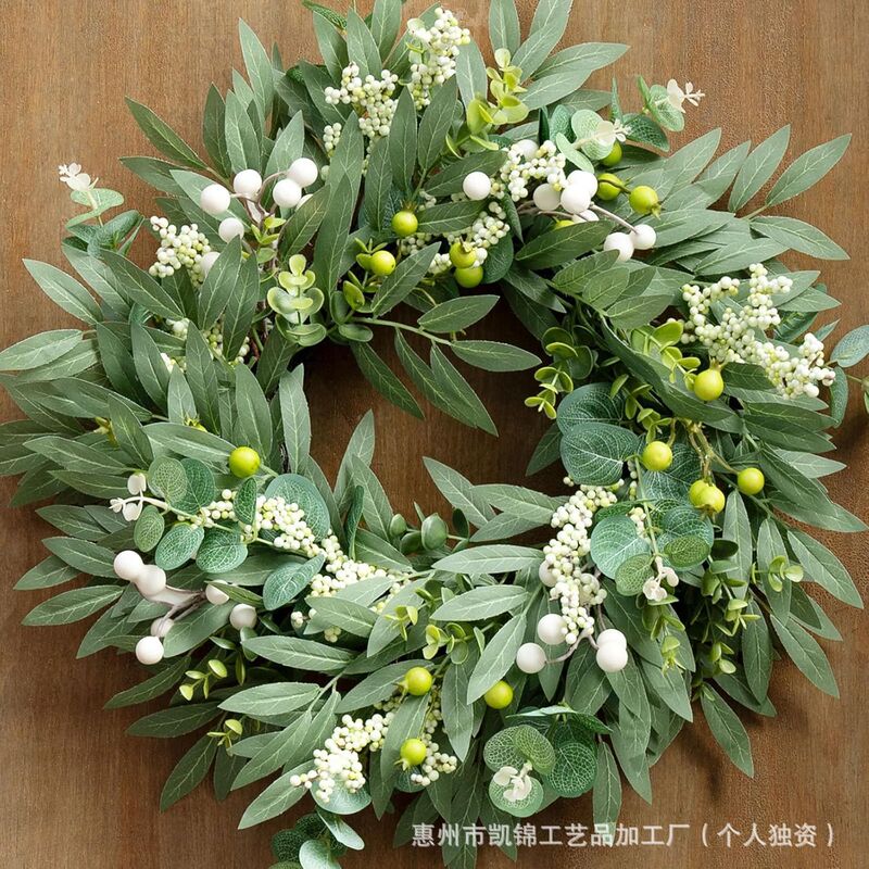 Kaijin Amazon Cross-border Explosions Spring Simulation Olive Wreath White Yellow Berry Wreath Front Door Hanging Decorations Kaijin Amazon Cross-border Explosions Spring Simulation Olive Wreath White Yellow Berry Wreath Front Door Hanging Decorations