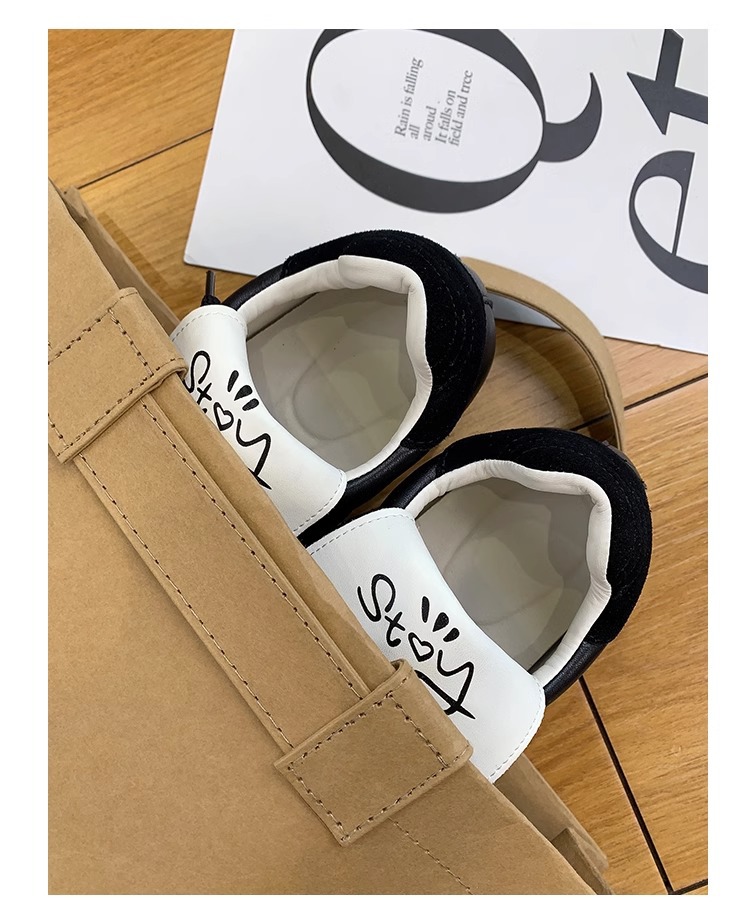 Halb gekochte Käse-Puffschuhe ~ lange Zunge, Schnürschuhe, deutsche Trainingsschuhe, hässliche und süße Freizeitsportschuhe, kleine weiße Schuhe für Mädchen_voghion.com